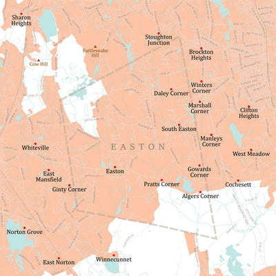 Map of Easton, Massachusetts