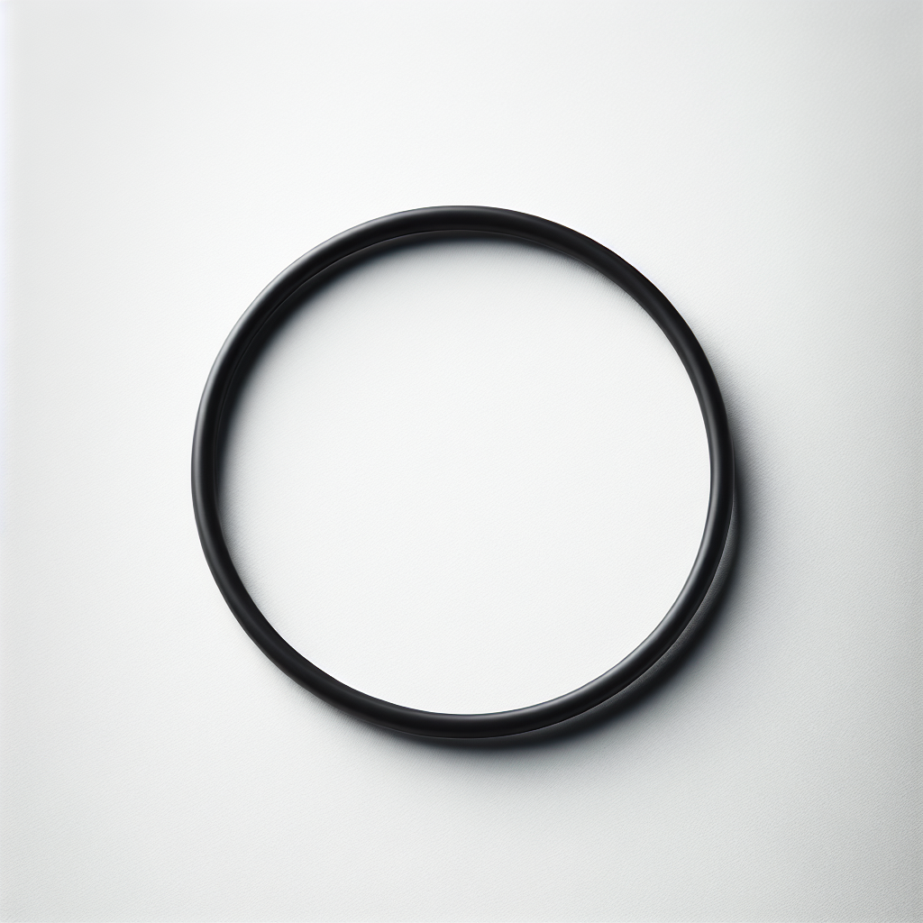 A single black O-ring against a white background for use in a drinking water filter.